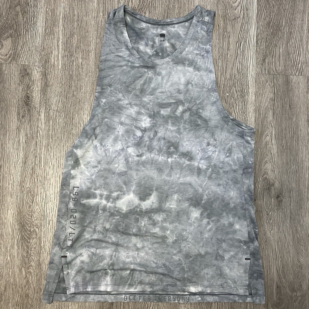 Lululemon Tank Top Mens Medium Gray Always Agile Tie Dye Sleeveless Training